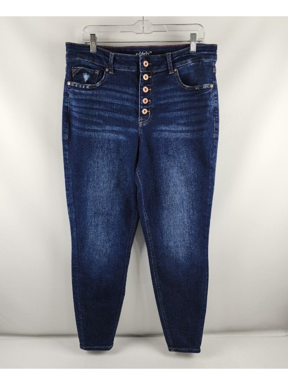Edgely Jeans Womens 16 Reg Blue High Rise Super Skinny Button Fly (34x29)